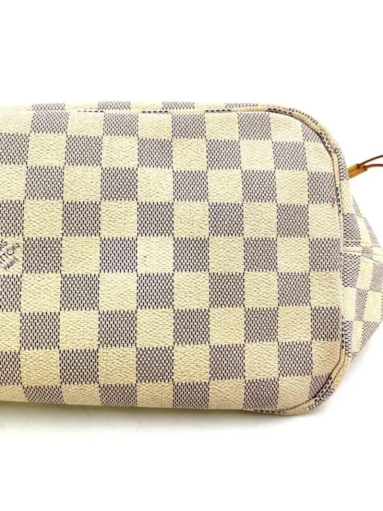 Louis Vuitton Neverfull MM Damier Azur Leather White Tote Gold - Picture 11 of 15